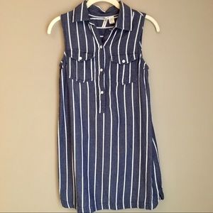 Japna Chambray Blue & White Striped Shirt Dress XS